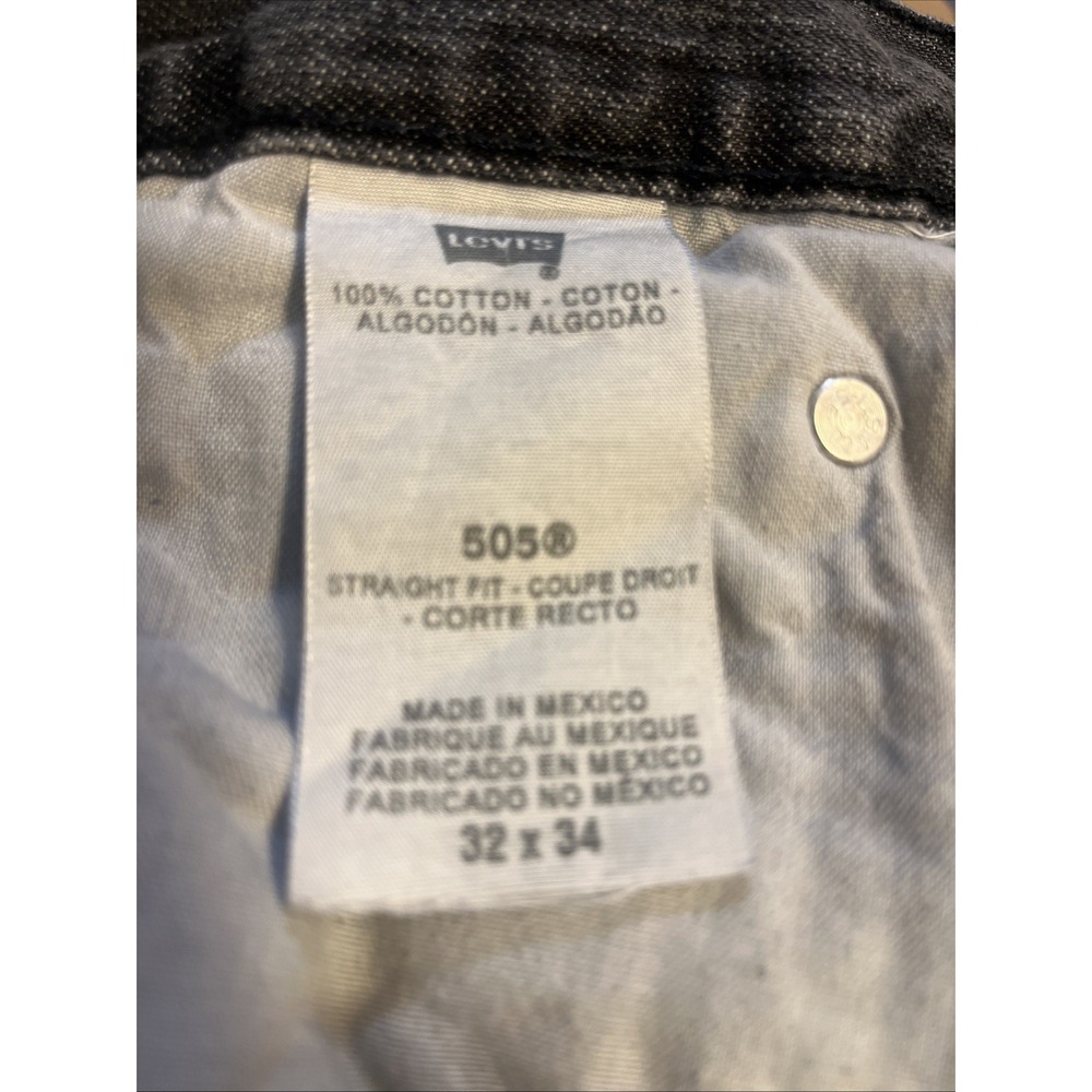 Levis 505 Straight‎ Fit Black Faded Jeans Men's 32x34 - Picture 7 of 7